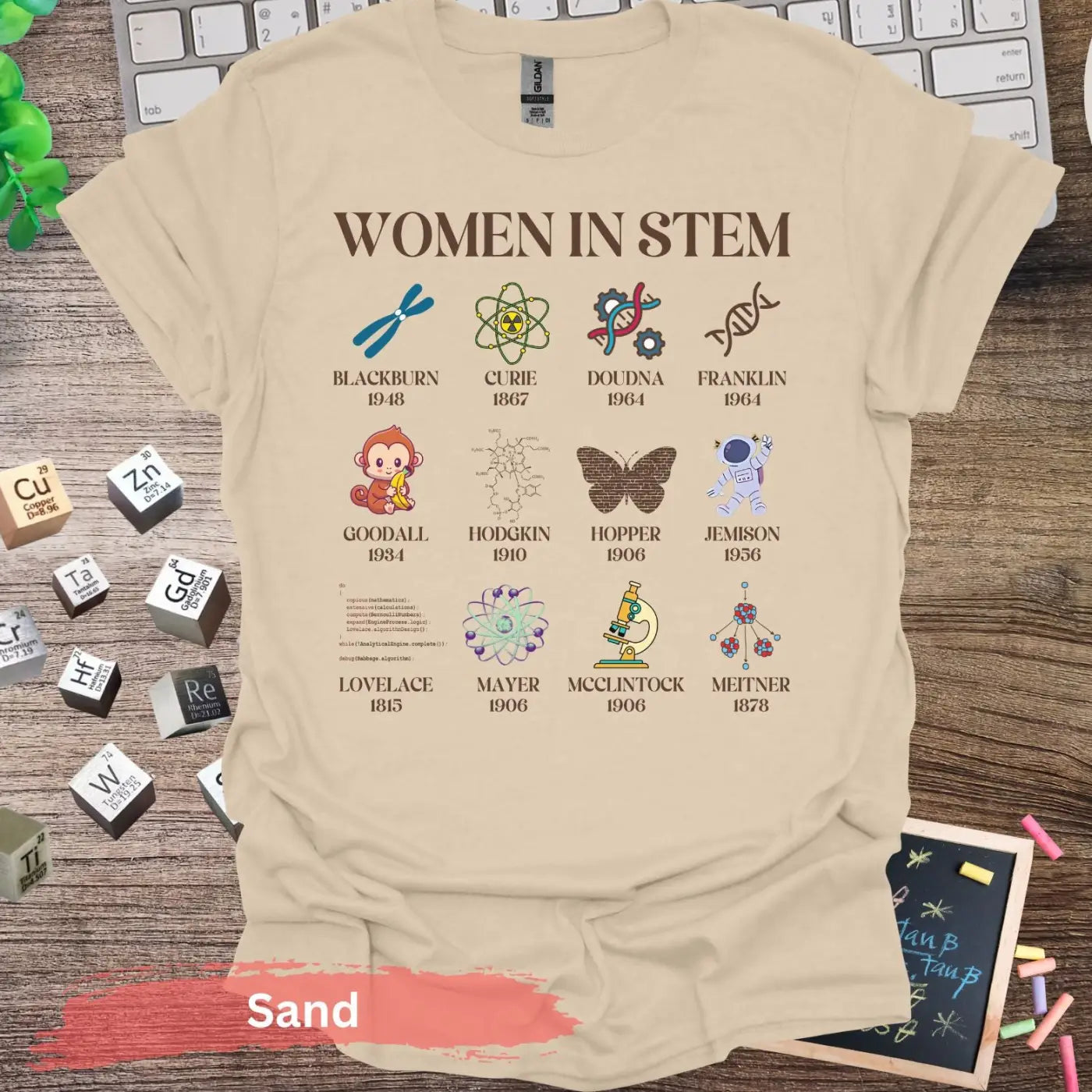 Women in STEM Pioneer Legends T-Shirt - S / Sand - Physical Item