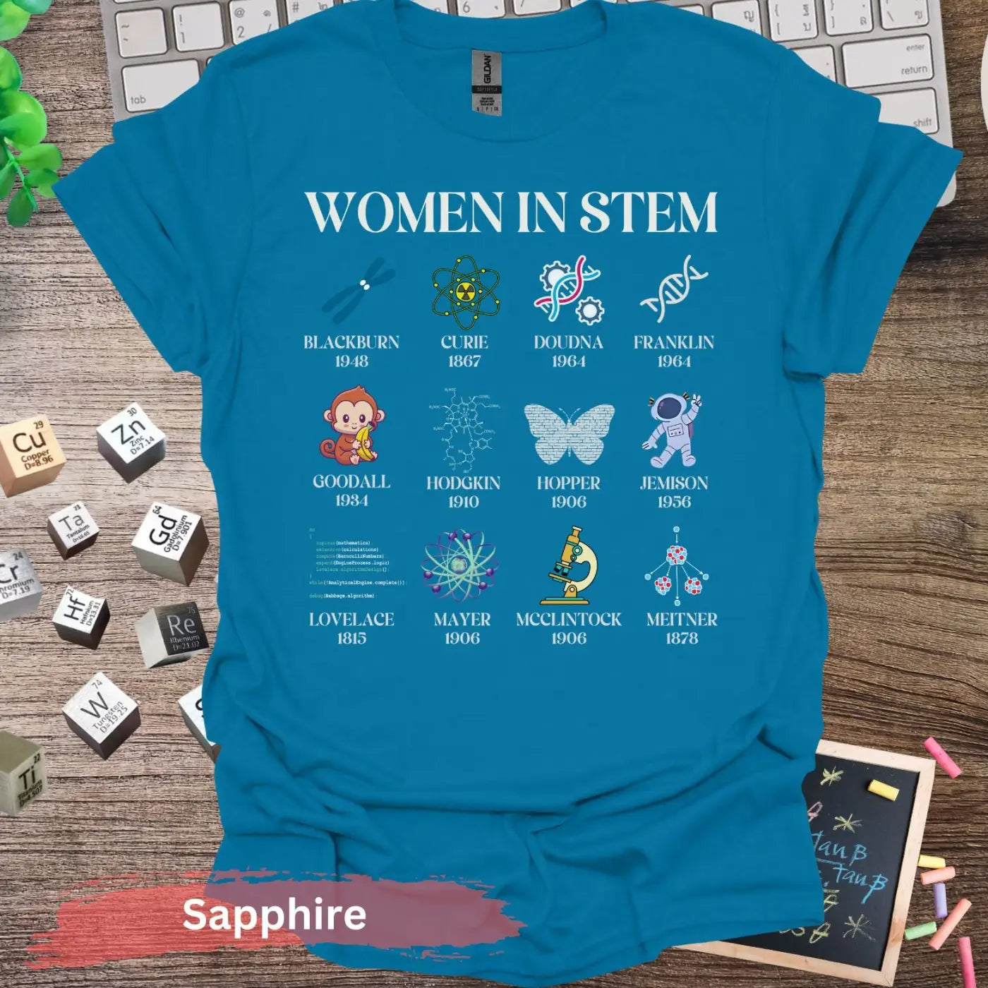 Women in STEM Pioneer Legends T-Shirt - S / Sapphire - Physical Item