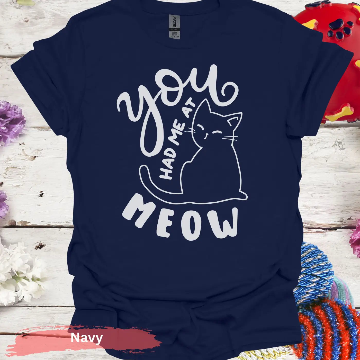 You Had Me at Meow T-shirt - S / Navy - Physical Item