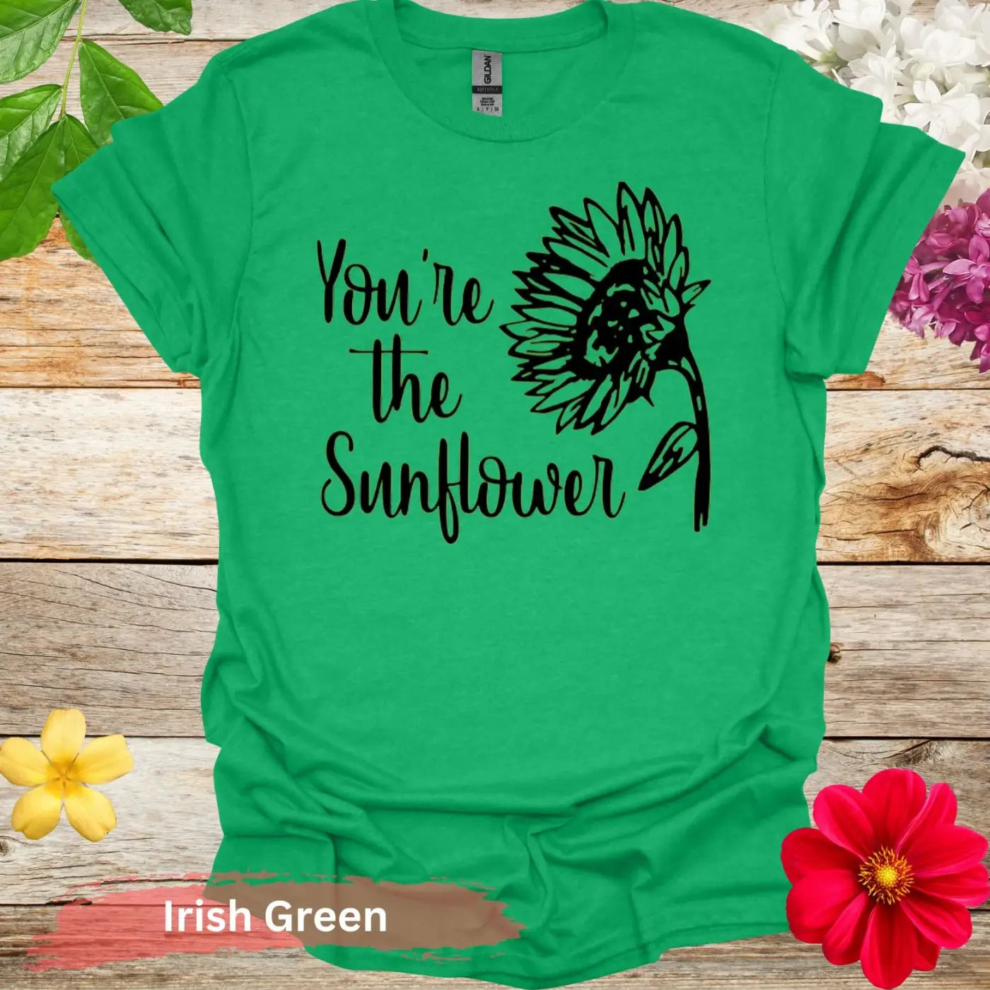 You’re the Sunflower Floral Graphic T-shirt - S / Irish Green - Physical Item