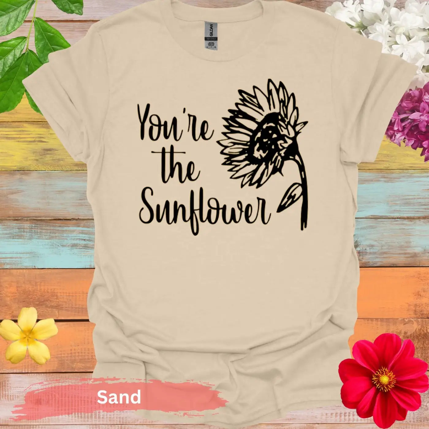 You’re the Sunflower Floral Graphic T-shirt - S / Sand - Physical Item